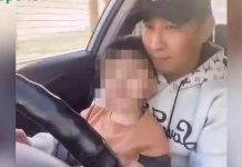 Ырчы жаш баласын алдына отургузуп алып айдаган, – видео