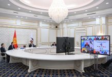 Садыр Жапаров Евразиялык экономикалык жогорку кеңештин видеоконференция форматындагы жыйынына катышууда