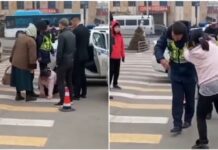 Возле ТЦ «Азия Молл» девушка напала на патрульного с кулаками. ВИДЕО