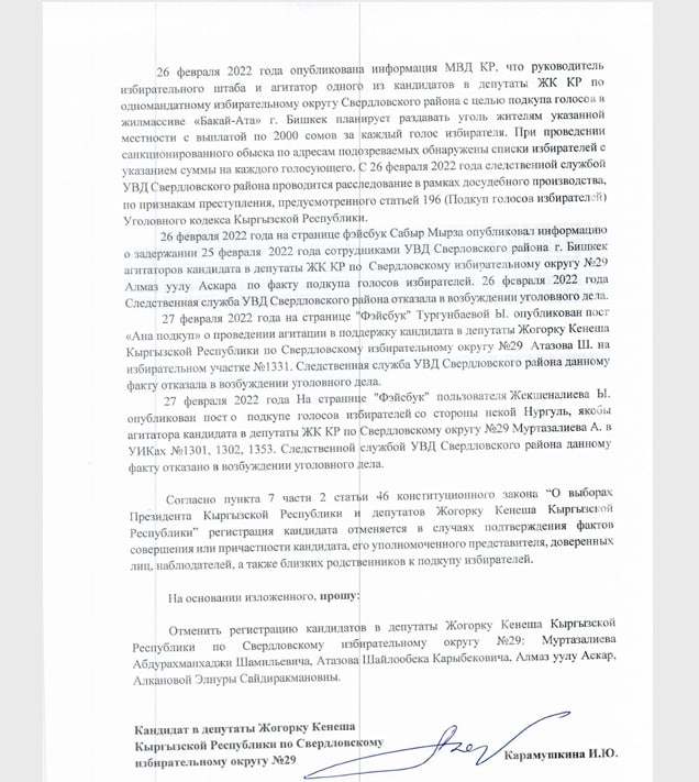4420f189 0f0a 4b25 9427 6ed6c009fa02 ирина карамушкина требует отменить регистрацию ряда кандидатов на перевыборах в бишкеке