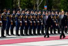 В Баку состоялась церемония официальной встречи Садыра Жапарова и Ильхама Алиева