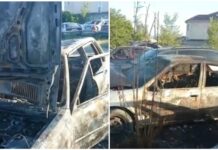 В Бишкеке на штрафстоянке ГУОБДД сгорели 4 машины