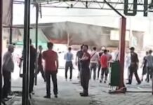 В Бишкеке на рынке «Кудайберген» крупный пожар, были слышны взрывы