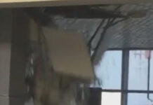 В аэропорту Оша из-за сильного дождя обвалился потолок. ВИДЕО