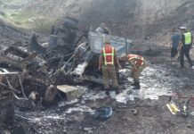 На трассе Бишкек – Ош загорелся бензовоз. Водитель погиб