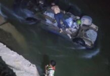 В Чуйской области машина упала в реку, погибли два человека