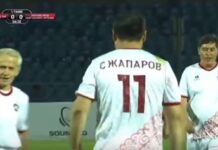 Матч легенд. Садыр Жапаров забил первый гол