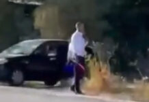 Видео — двое парней в непонятной форме останавливают жезлом машины