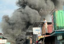 На рынке Кудайберген серьезный пожар. Видео