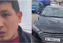 Борзого водителя, выехавшего на встречку в Бишкеке, оштрафовали и доставили в УВД