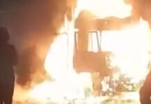 В селе Александровка сгорел бензовоз — видео