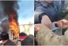 На рынке в Узгене у мужчины сгорела фура. Люди там же начали собирать ему деньги