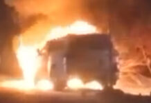 В Бишкеке сгорел Lexus 570. Возможен поджог