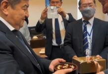 Акылбек Жапаров подарил президенту JICA необычный сувенир