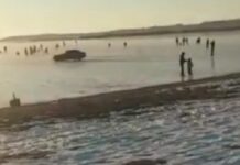 Водителя, который катался по замерзжему Иссык-Кулю, оштрафовали