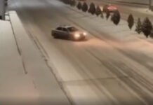 Водитель в Бишкеке устроил форсаж на гололеде — видео