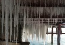 ФОТО: замерзший водопад Барскоон и Иссык-Куль во льду