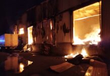 Видео — последствия пожара на заводе «Алькони»