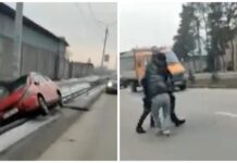 ВИДЕО: Бишкекте аял менен эркектин урушу жол кырсыгы менен аяктады