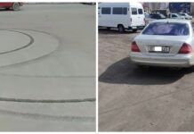 В Караколе водитель устроил дрифт возле школы, его оштрафовали