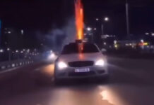 В Бишкеке оштрафовали водителя, запускавшего фейерверки на ходу с крыши «Мерседеса»