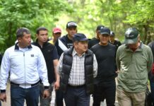 Акылбек Жапаров принял участие в субботнике в Ботсаду — фото