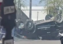 Lexus LX 570 перевернулся после столкновения с Mitsubishi в Бишкеке — видео