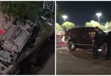 Жол кырсыктан жеңил унаа көпүрөдөн кулап кетти, – видео