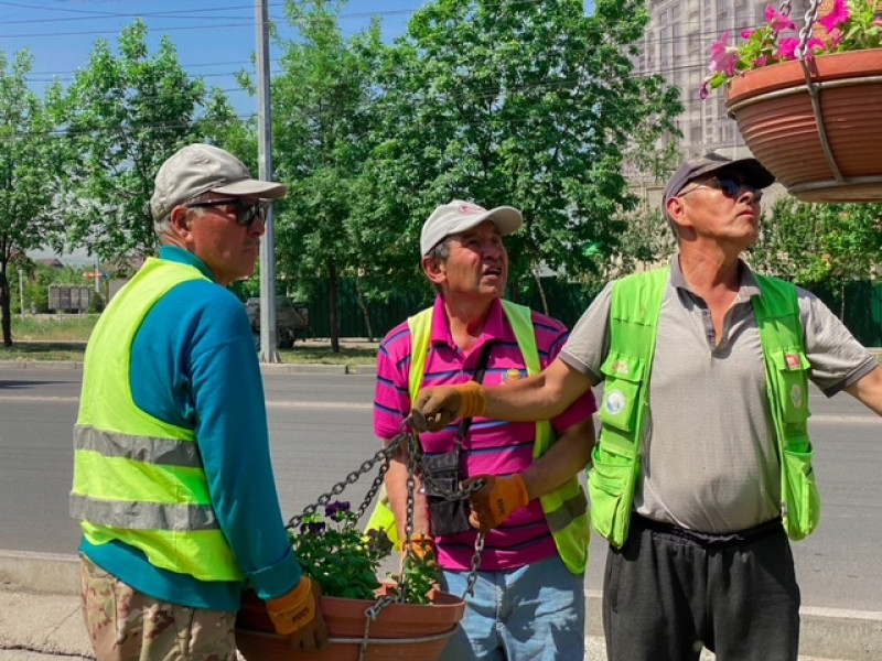 1684411947 1 На одной из улиц Бишкека установили "цветочные фонтаны"