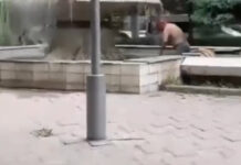 Видео: Мужчины моются в фонтане в центре Бишкека