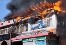 В Оше сгорел бильярдный клуб — видео