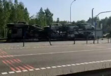 В Беларуси сгорел автовоз с 9 машинами, который ехал в Кыргызстан