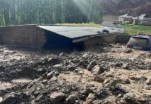 В Алае селевой поток затопил дом, дорогу и смыл столб ЛЭП