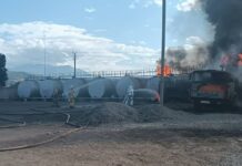 Пожар на АЗС. В результате взрыва цистерны пострадали 4 человека