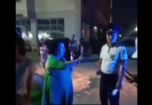В Оше женщина поскандалила с патрульными и обозвала их «тварями» — видео