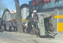 На Жибек Жолу после столкновения с легковушкой опрокинулась «Газель»