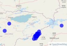 На кыргызско-китайской границе зарегистрирована серия землетрясений силой от 4 до 6 баллов