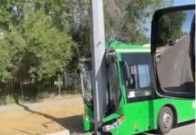 Бишкекте жаңы автобустун айдоочусу электр мамысын сүзүп алды