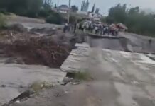 Дорога Ош-Баткен временно закрыта из-за обрушения моста