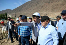 Акылбек Жапаров и Таалайбек Ибраев ознакомились с ходом строительства Орто-Токойской ГЭС