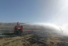 «Альянс Алтын» Талас районундагы өрттү өчүрүүгө жардам берди