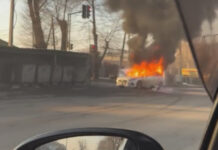 Момент взрыва Hyundai Sonata в Бишкеке попал на видео