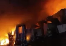 В Бишкеке на строительном рынке «Кок-Сай» произошел пожар