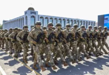 Бишкекте Жеңиштин 80 жылдыгына карата аскердик парад өтүүдө