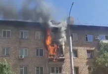 В Бишкеке на пересечении улиц Киевской и Турусбекова произошел пожар