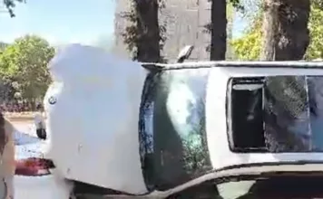 В центре Бишкека произошло жесткое ДТП с участием трех машин