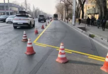 На улице Ахунбаева в Бишкеке появилась автобусная полоса — от Жукеева-Пудовкина до Чынгыза Айтматова