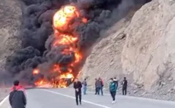 На трассе Бишкек — Ош сгорел бензовоз