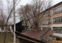 Рано утром в Бишкеке и Чуйской области пронесся сильный ветер, он сорвал крыши с нескольких домов и повалил деревья