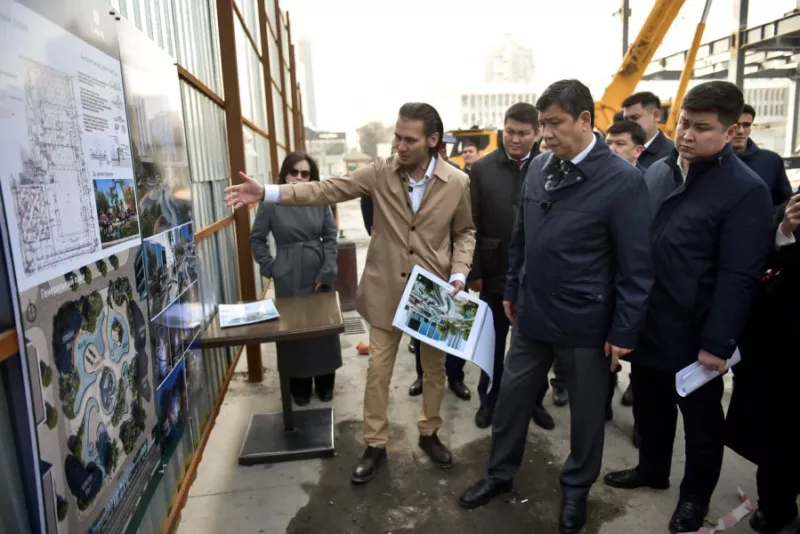 1773642090. Max 2560x1440. Format webp. Jpegquality 90 у цума в бишкеке вновь появятся фонтан, пешеходная и зеленая зоны - эскиз